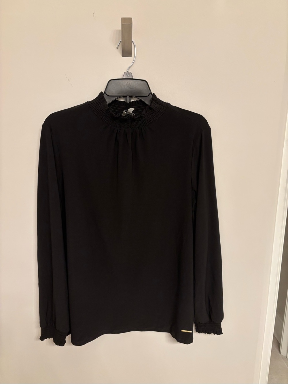 NWOT Anne Klein Black Long-Sleeve Mock Neck Blouse